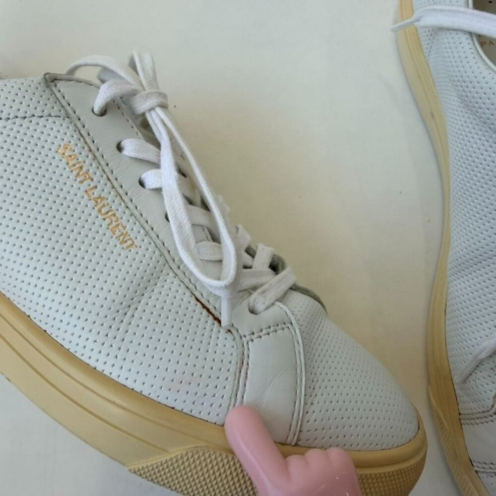 Saint Laurent Low-Top Lace-Up Sneakers White Women’s Size 37 - Picture 13 of 14